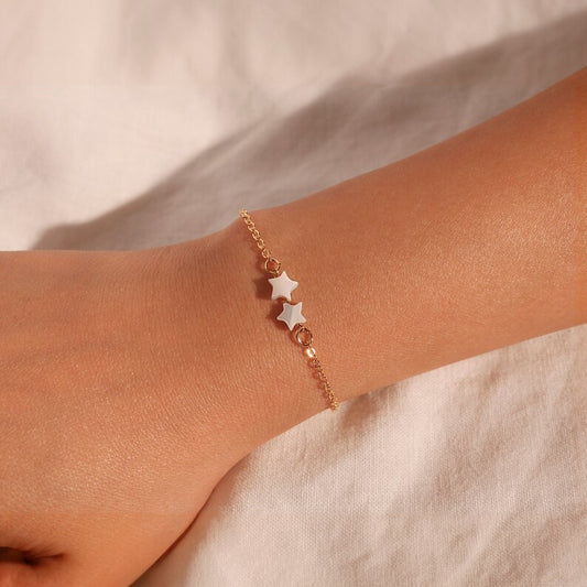 Stars Mother of Pearl Bracelet: 16K Gold Plated Jewelry