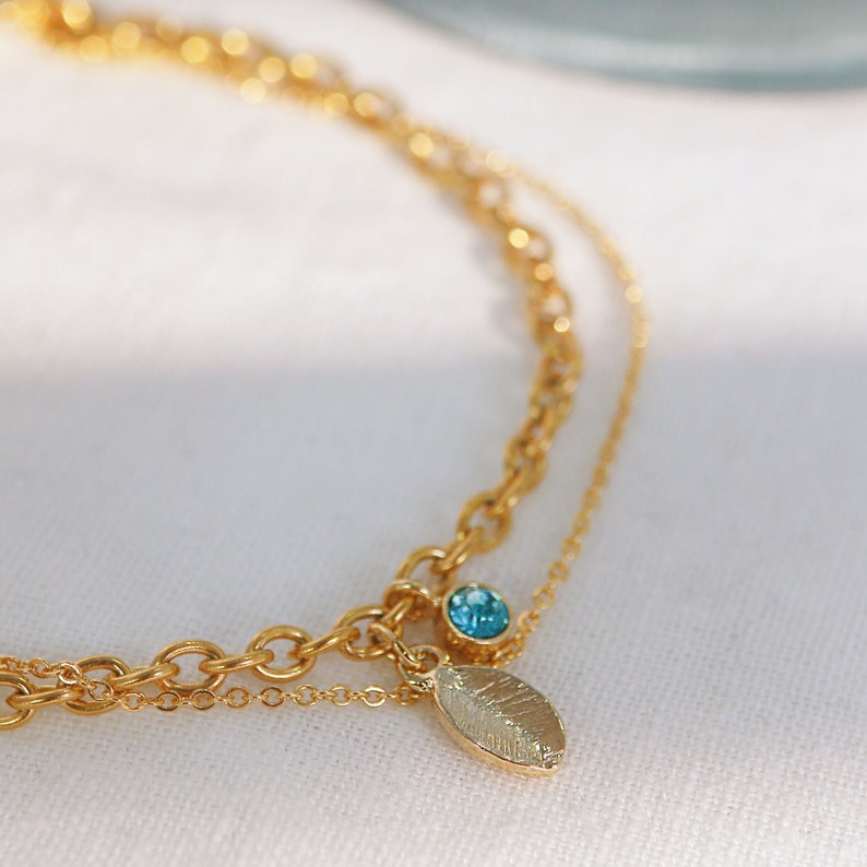 Gold Layered Birthstone Anklet: Heart Charm, Birthday Gift