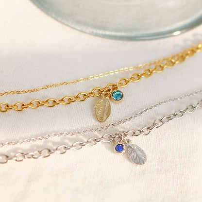 Gold Layered Birthstone Anklet: Heart Charm, Birthday Gift