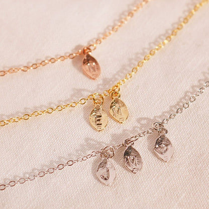 Personalized Leaf Bracelet: Initial Charm, 16K Gold Plated