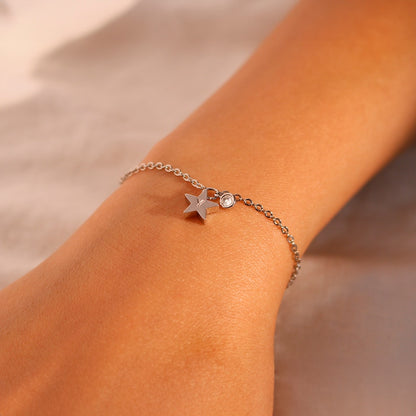 Star Birthstone Bracelet: Dainty Initial Charm Bracelet