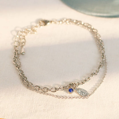 Gold Layered Birthstone Anklet: Heart Charm, Birthday Gift
