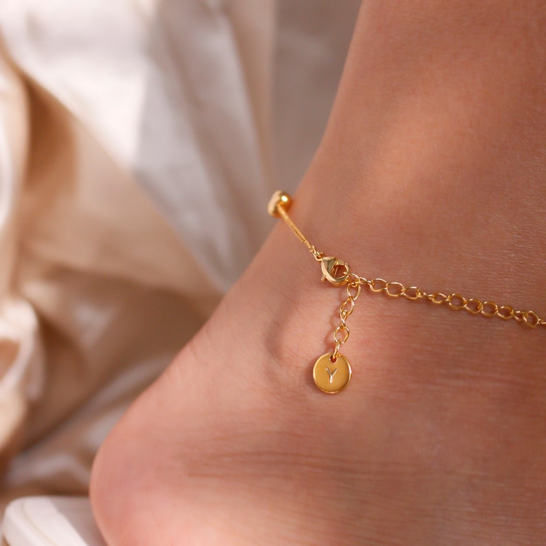 Gold Heart Anklet: Dainty 16K Plated Minimalist Ankle Bracelet