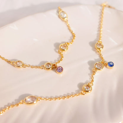 Birthstone Bracelet: 16k Gold Plated Stainless Steel Cubic Zirconia