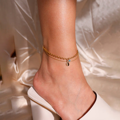 Gold Layered Birthstone Anklet: Heart Charm, Birthday Gift