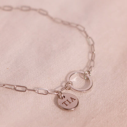 Personalized Initial Anklet: Delicate Circle & Coin Charm, 16K Plated