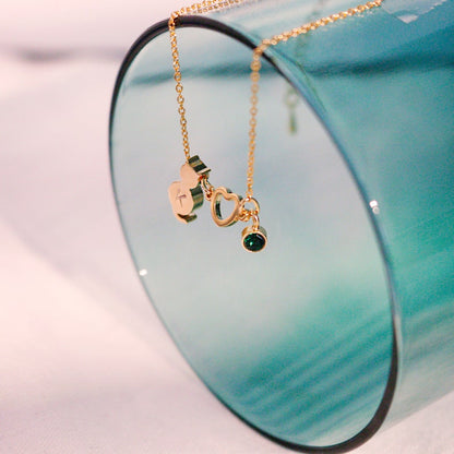 Kitty Initial Birthstone Anklet: Gold Cat Lover Gift