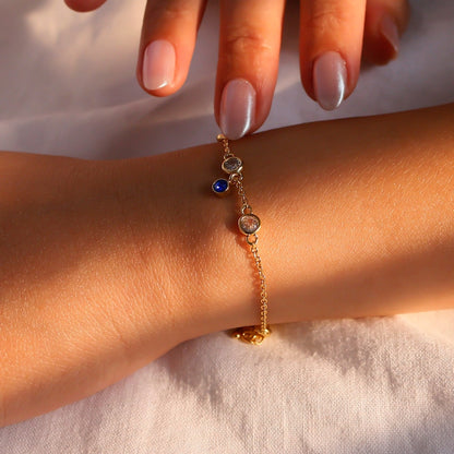 Birthstone Bracelet: 16k Gold Plated Stainless Steel Cubic Zirconia