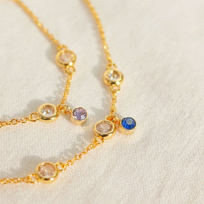 Birthstone Bracelet: 16k Gold Plated Stainless Steel Cubic Zirconia