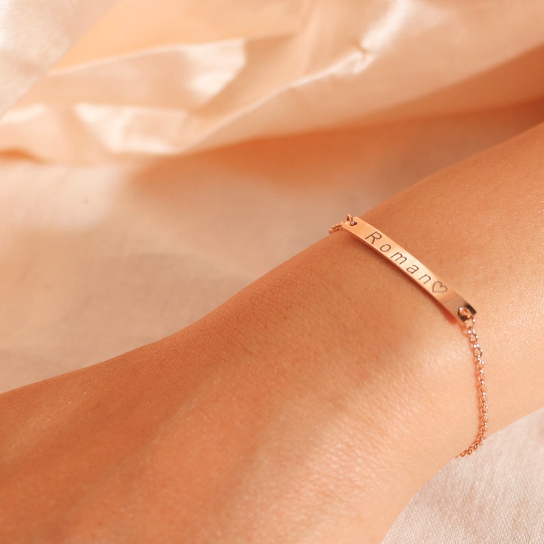 Rose Gold Personalized Bracelet: 925 Sterling Silver Nameplate