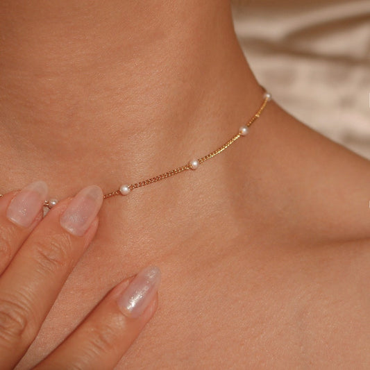 Pearl Choker: Dainty 16K Gold Plated Necklace