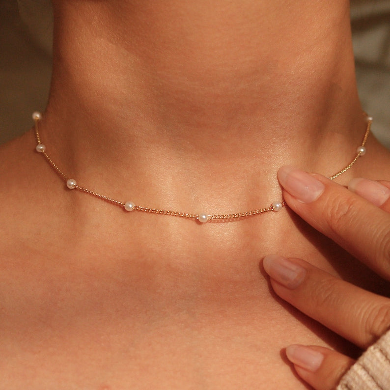 Pearl Choker: Dainty 16K Gold Plated Necklace