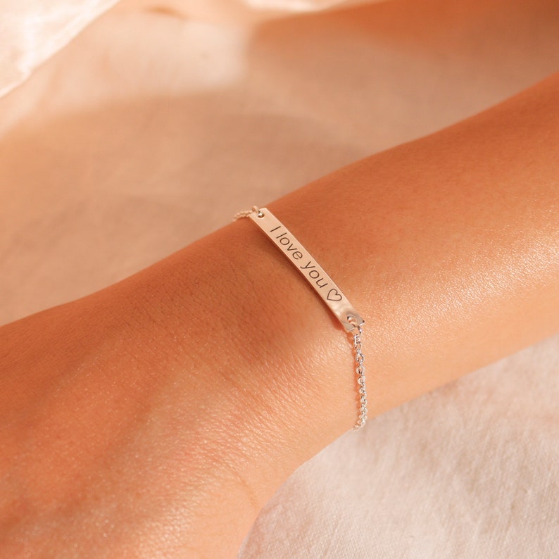 Sterling Silver Personalized Bracelet: Engraved Name, Initial, Date