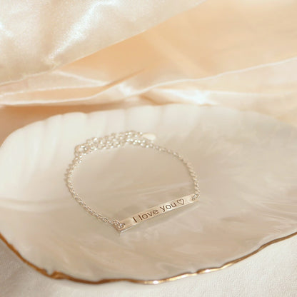 Sterling Silver Personalized Bracelet: Engraved Name, Initial, Date