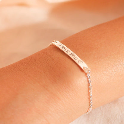 Sterling Silver Personalized Bracelet: Engraved Name, Initial, Date