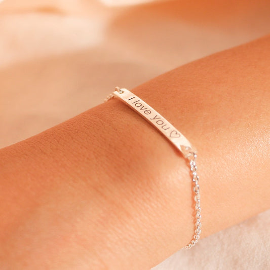 Sterling Silver Personalized Bracelet: Engraved Name, Initial, Date