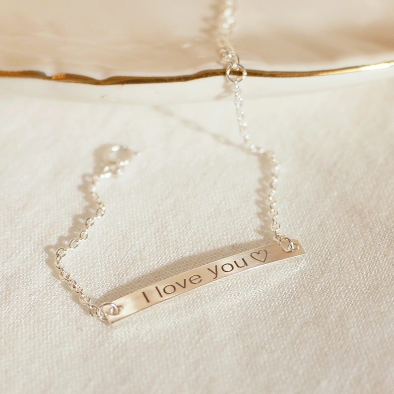 Sterling Silver Personalized Bracelet: Engraved Name, Initial, Date