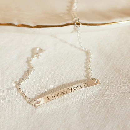 Sterling Silver Personalized Bracelet: Engraved Name, Initial, Date