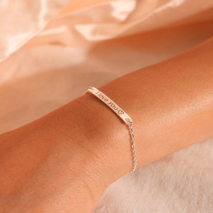 Sterling Silver Personalized Bracelet: Engraved Name, Initial, Date