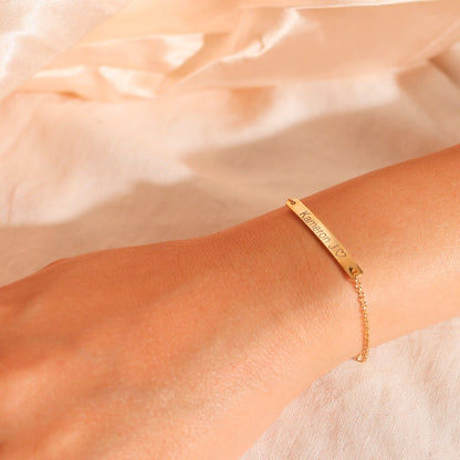Sterling Silver Personalized Bracelet: Gold Plated Name, Initial, Date