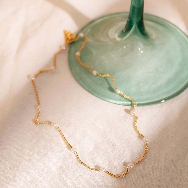 Pearl Choker: Dainty 16K Gold Plated Necklace