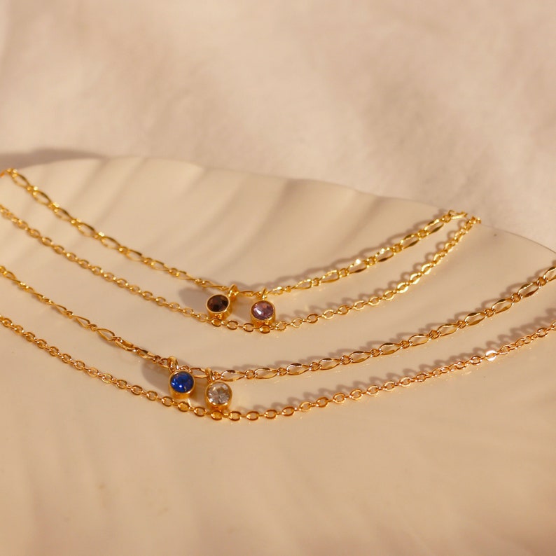 Gold Birthstone Anklet: Layered Chain Trendy Anklet