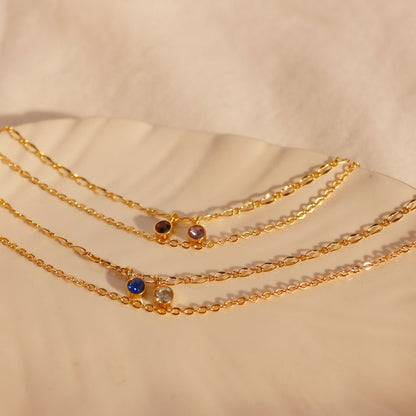 Gold Birthstone Anklet: Layered Chain Trendy Anklet