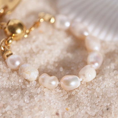 Freshwater Pearl Personalized Ring: 16K Gold Plated Adjustable Name Ring