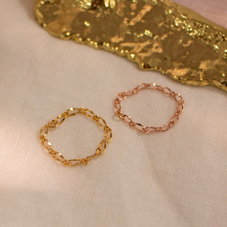 Permanent chain ring 16K gold rings gift for her minimalist dainty simple gold rings Best gifts for her