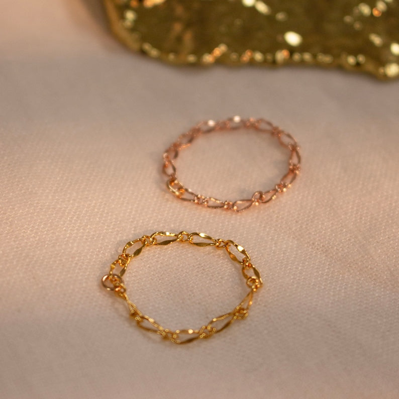 Permanent chain ring 16K gold rings gift for her minimalist dainty simple gold rings Best gifts for her