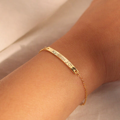 Sterling Silver Personalized Bracelet: Gold Plated Name, Initial, Date