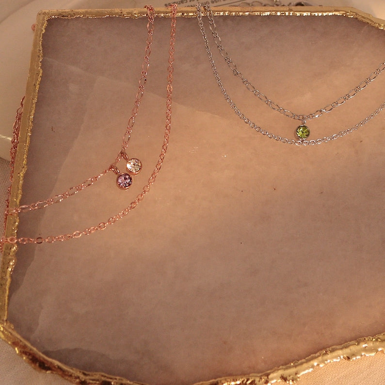 Gold Birthstone Anklet: Layered Chain Trendy Anklet