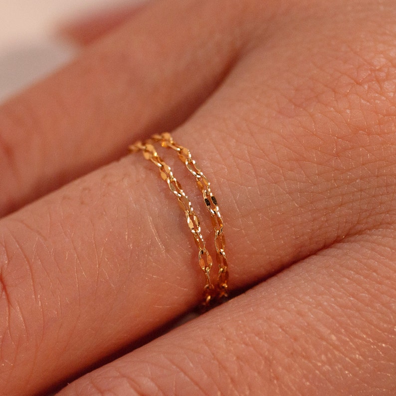 Dainty Double Chain Ring: 16K Gold Plated Minimalist Jewelry