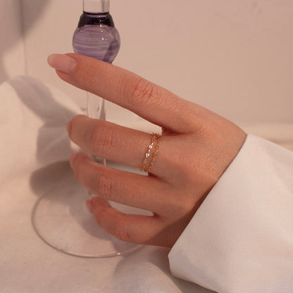 Dainty Double Chain Ring: 16K Gold Plated Minimalist Jewelry