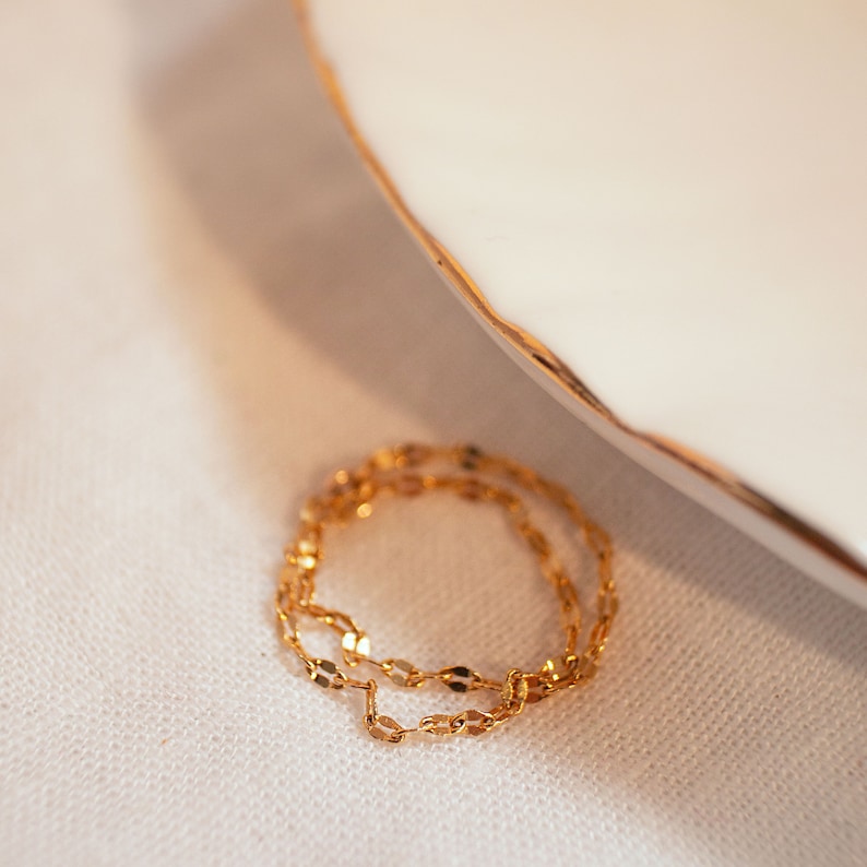 Dainty Double Chain Ring: 16K Gold Plated Minimalist Jewelry