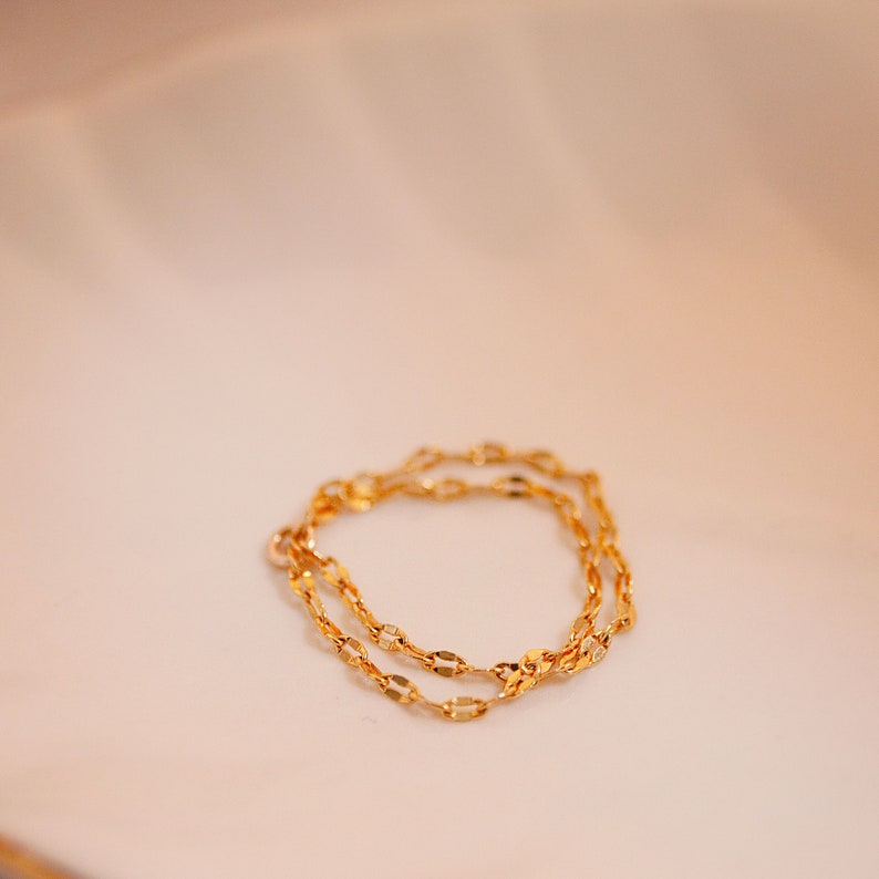 Dainty Double Chain Ring: 16K Gold Plated Minimalist Jewelry