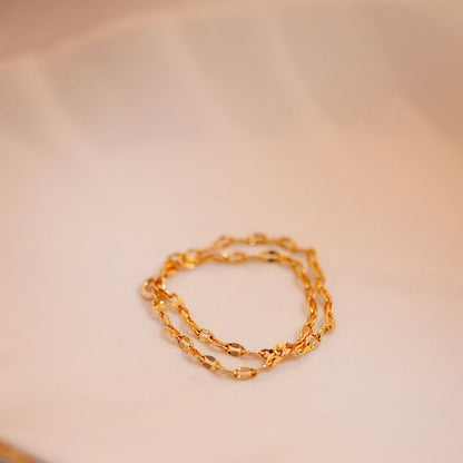 Dainty Double Chain Ring: 16K Gold Plated Minimalist Jewelry