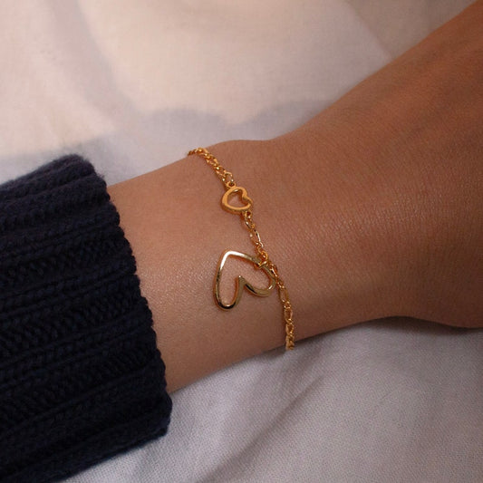 Gold Heart Bracelet: 16K Plated Love Bracelet