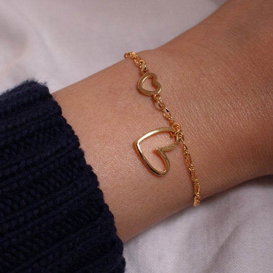 Gold Heart Bracelet: 16K Plated Love Bracelet