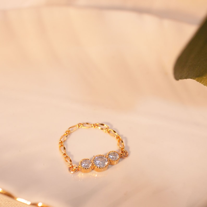 16K Gold Plated Cubic Chain Ring