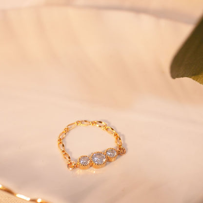 16K Gold Plated Cubic Chain Ring
