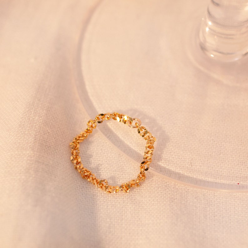 16K gold plated chain ring twist rings best gift for her permanent golf dainty gifts