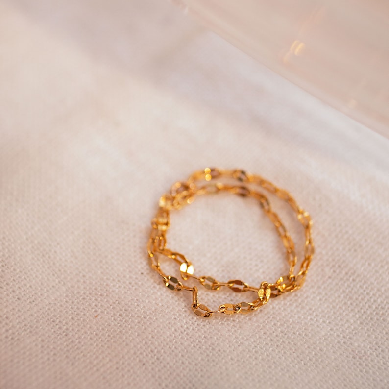Dainty Double Chain Ring: 16K Gold Plated Minimalist Jewelry