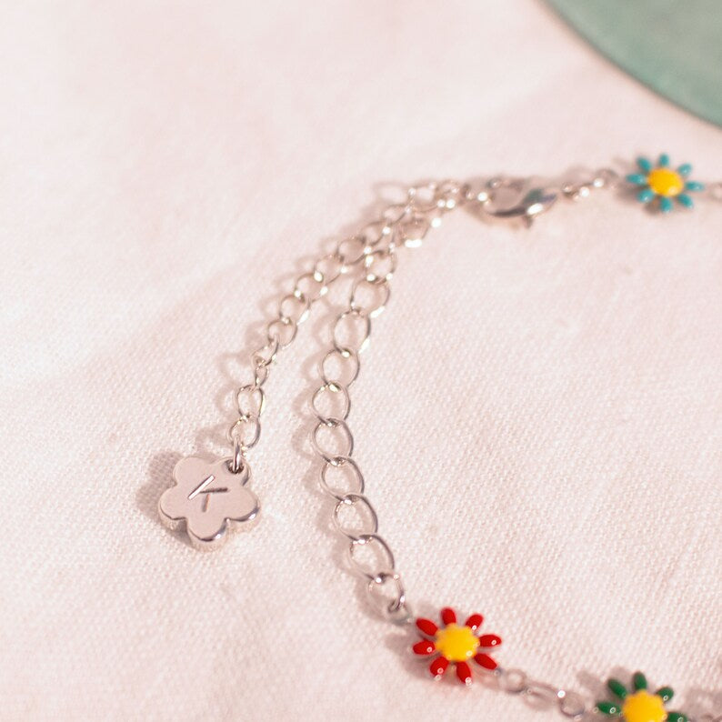 Flower bracelet personalized colorful cute flowers bracelets best gift for her