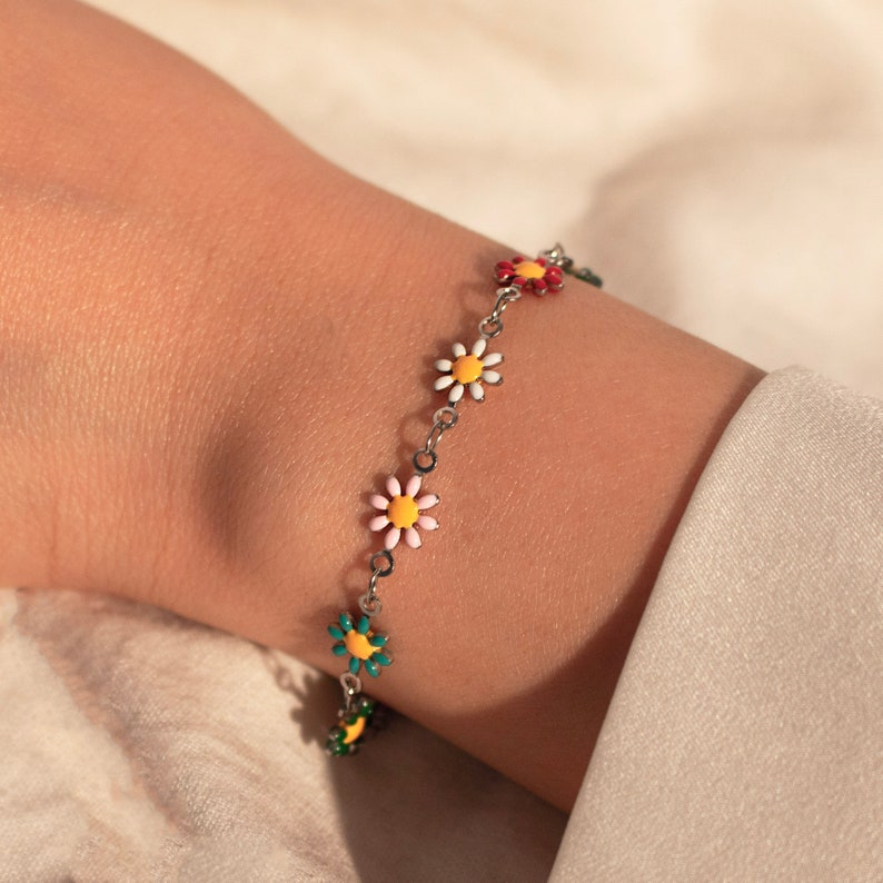 Flower bracelet personalized colorful cute flowers bracelets best gift for her