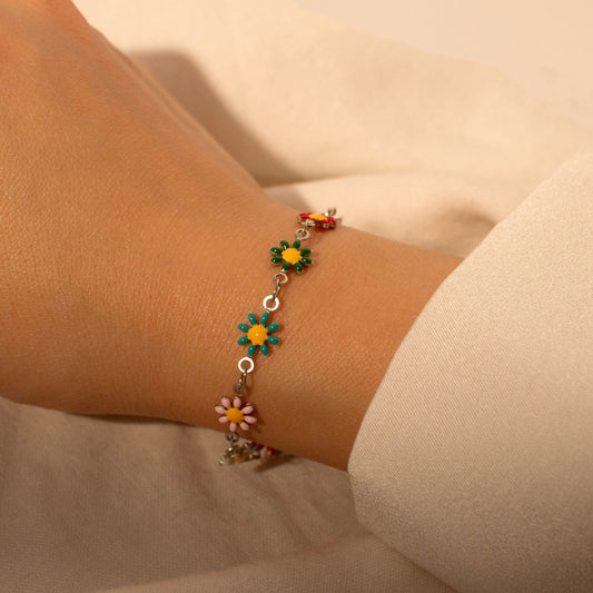 Flower bracelet personalized colorful cute flowers bracelets best gift for her