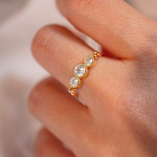 16K Gold Plated Cubic Chain Ring