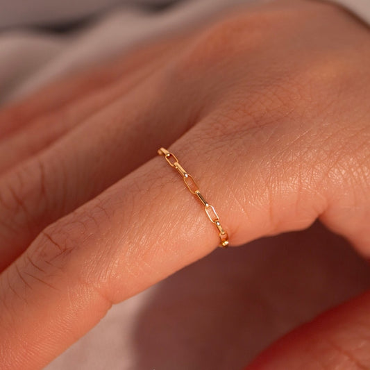 14K Gold Filled Chain Ring: Elegant Minimalist Stacking Ring