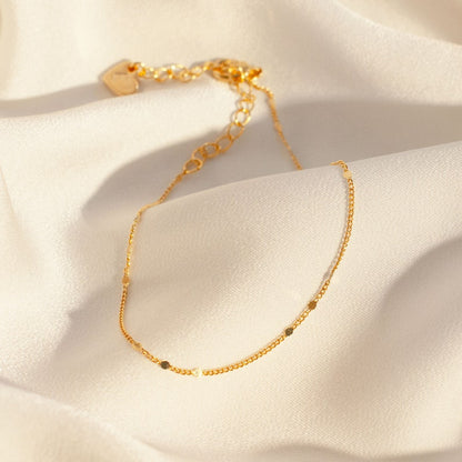Dainty Hammered Gold Plated Anklet: Elegant Ankle Bracelet