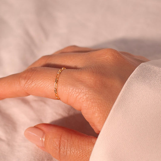 14K Gold Filled Chain Ring: Elegant Minimalist Stacking Ring